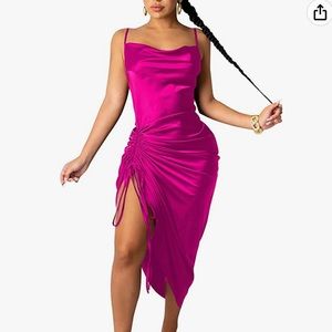 Spaghetti satin evening dress